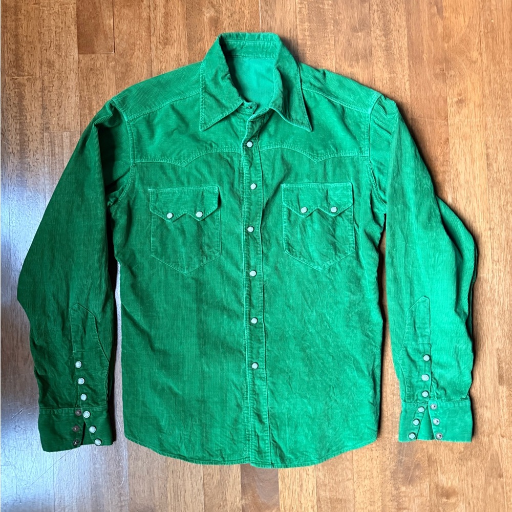Green Corduroy Western Shirt